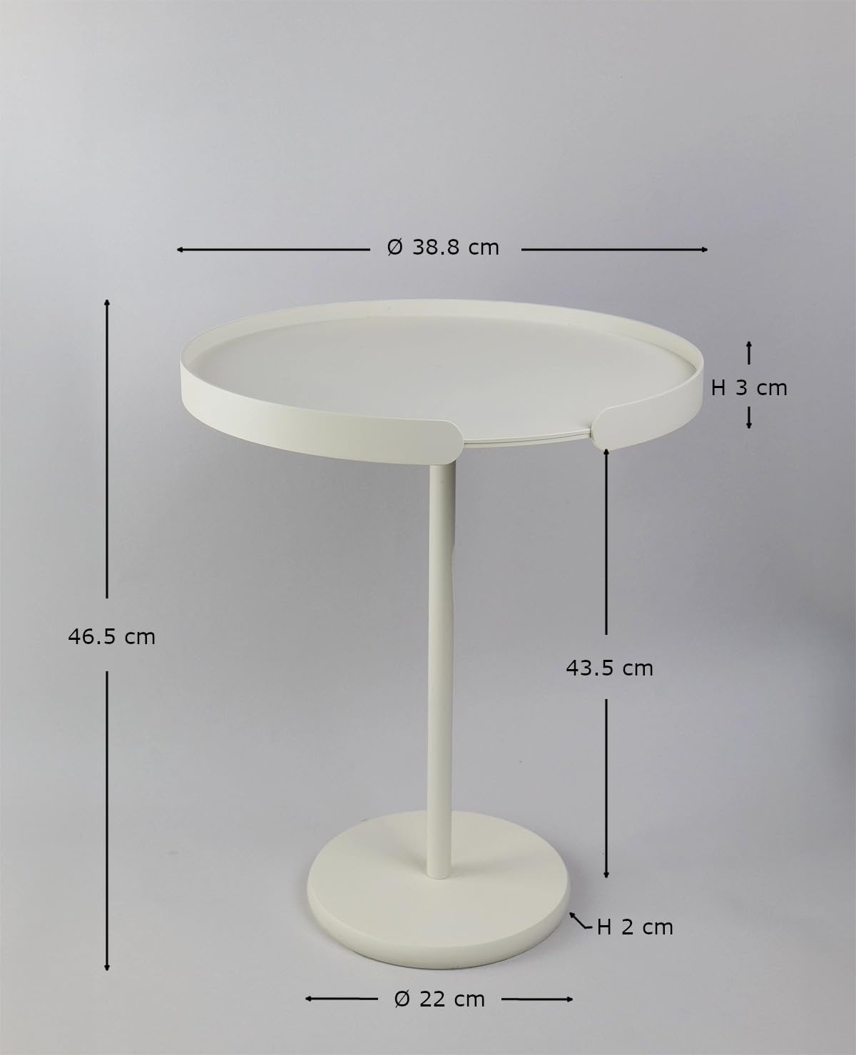 Beistelltisch Outdoor Aluminium wetterfest – OLLIE, runder Metalltisch, modern & stabil, für Balkon, Terrasse, Garten & Wohnzimmer, Couchtisch klein, Kaffeetisch Made in EU (Champagne Beige, 46.8cm)