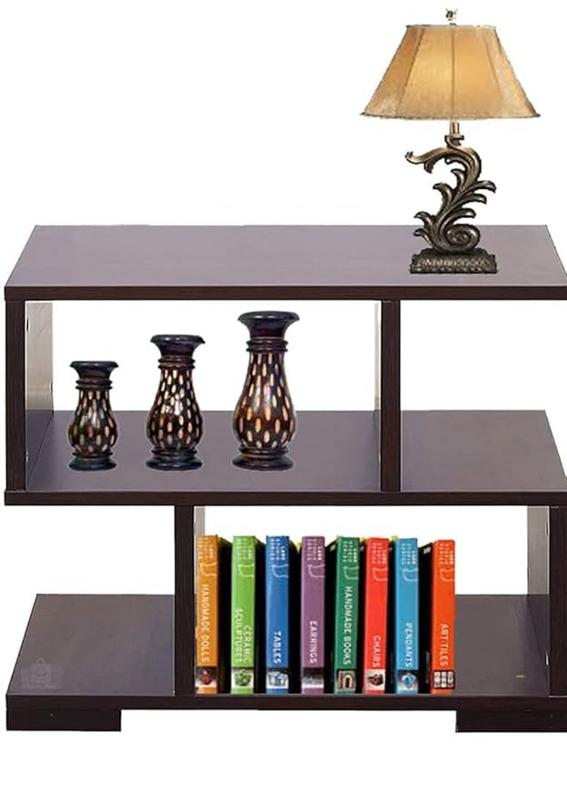 Image of Engineered Wood Corner Table - DIY Bedside & Coffee Table with Book Storage, Space-Saving Modern Design for Living Room, Bedroom, or Office Use