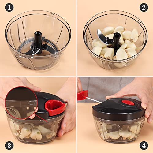 Cambom Chopper Manual Food Chopper, Hand Pull String Vegetable Chopper, Durable Bpa Free Food Safe Material (Black) #TOP4