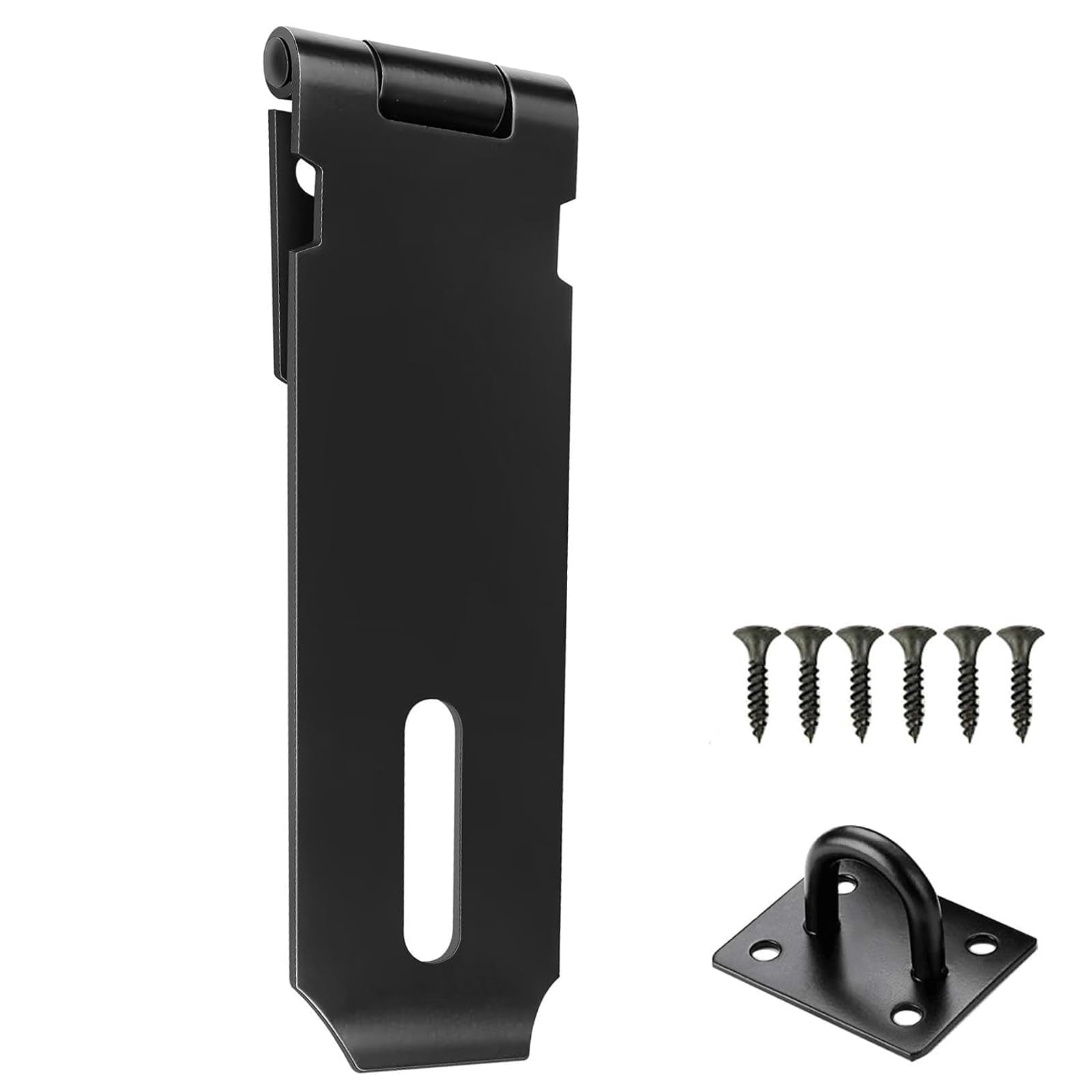 3 Inch Shed Door Latch Gate Lock Latch Hinge Padlock Catch Door Clasp Latch Security Hasp,hasp and Staple,Door Padlock Buckle for Doors, Windows, cabinets, pet Cages, lockers Etc(Black)