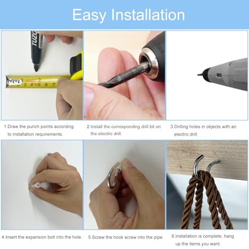 Diompirux Schraubhaken Edelstahl 16 Stück,Haken zum Schrauben M3x40mm,Hakenschrauben mit Gewinde,Edelstahl Deckenhaken,Einschraubhaken für außen,für Hängende Pflanzen Teetassen Schlüsse