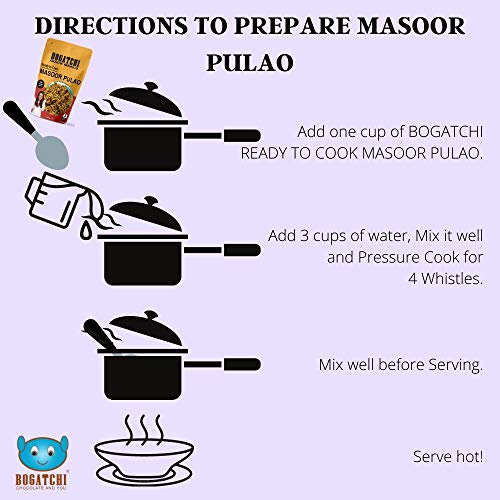 Image of BOGATCHI Quick Meals - Ready to Cook Authentic MASOOR PULAO - 200 g , Ready to Eat Meal and Tasty Instant Meal, 100% Natural Ingredients, No Preservatives, No Artificial Flavours & Colours
