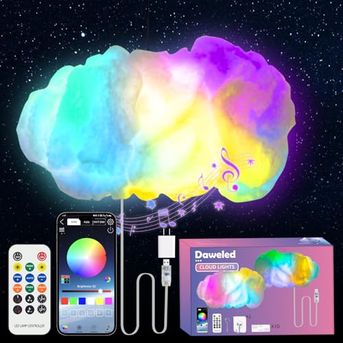 Image of Cloud LED Lights for Bedroom - DIY Aesthetic Mood Light, Music Sync App Control Wall Light, 3D Ceiling Lamp Color Changing Lights, Cool Stuff for Kids Room Decor, Cool lights for Room Decorations