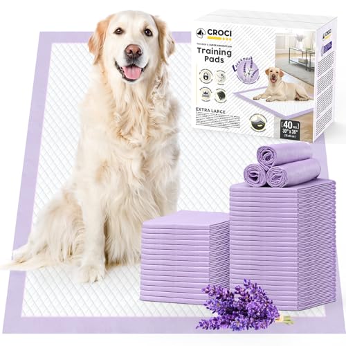 Image of CROCI Dog Pads Extra Large 30x36in, Puppy Pads with Adhesive Tabs Super Absorbent Up to 10 Cups, Disposable (40 Counts)