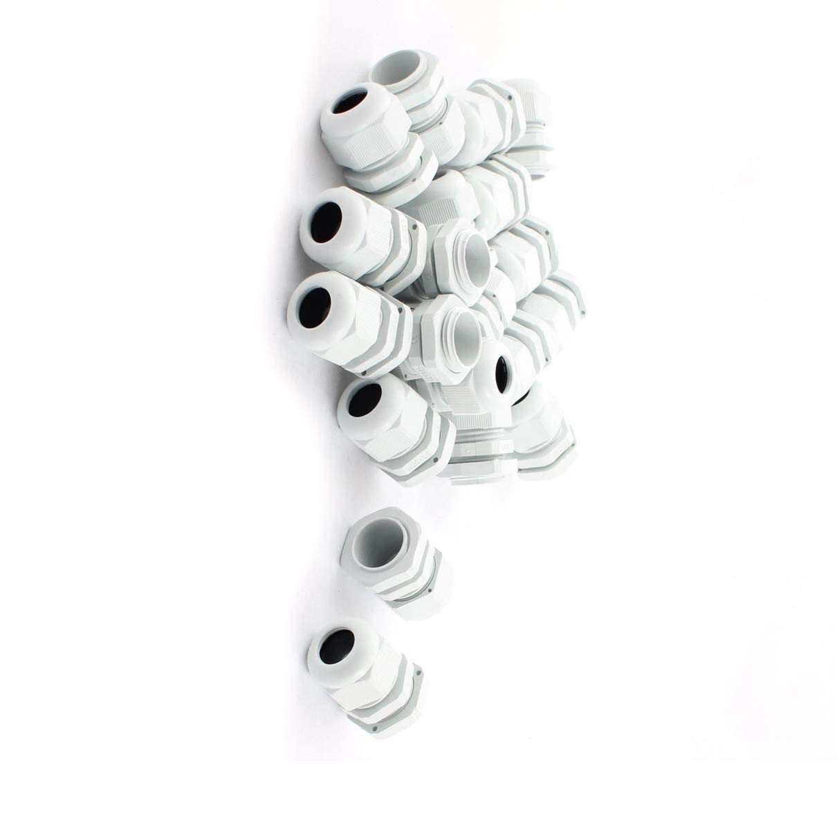 Aexit 20Pcs M20 Audio & Video Accessories Locknut Thread Adjustable White Cable Gland Cord Connectors & Adapters Grip 6-12mm