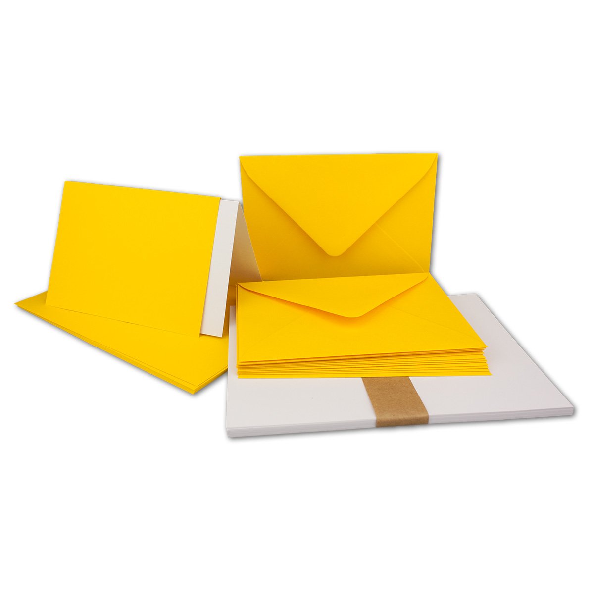 Folded cards, DIN A6 - C6, wet sealing, with inlay 25 Karten-Sets Honey Yellow, 12-Honey yellow, 25 card sets