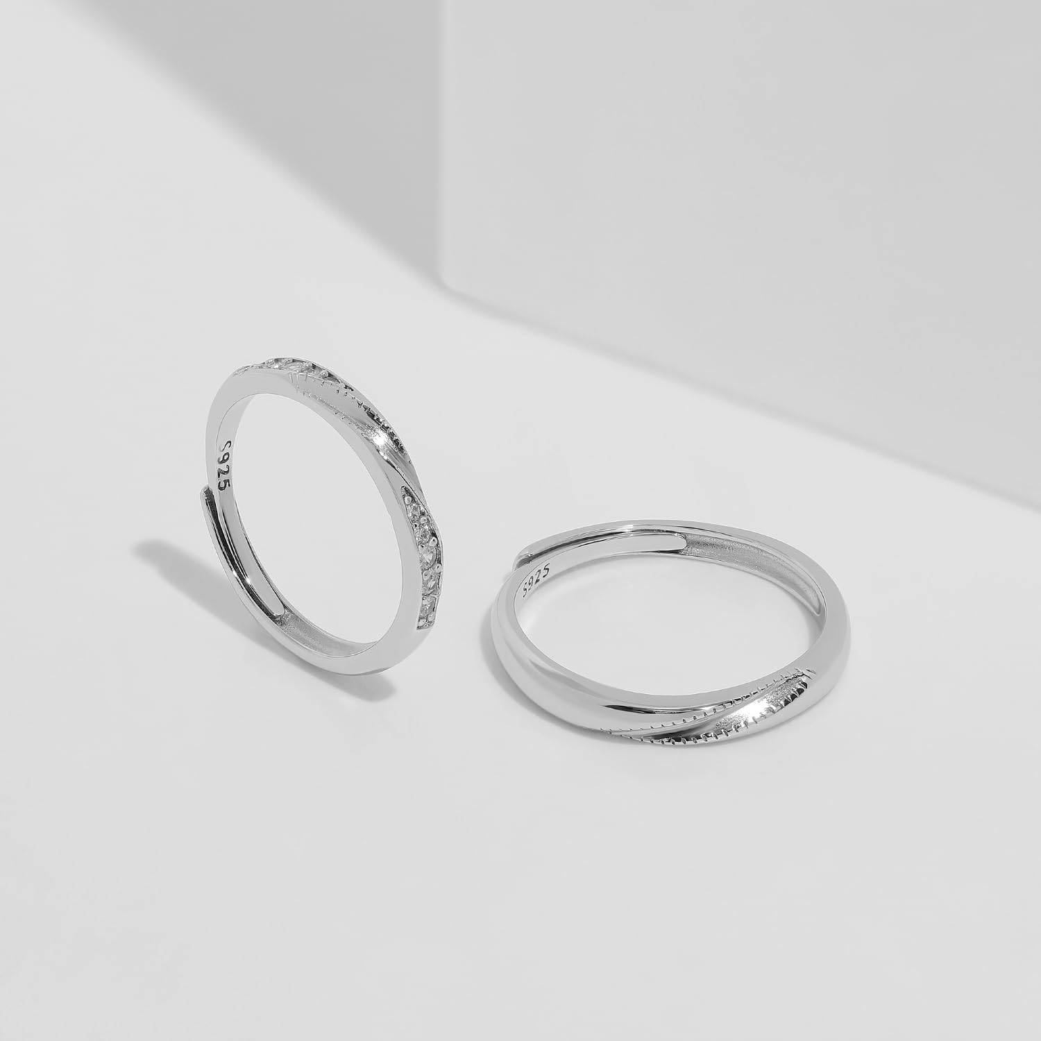 Meissa 925 Anillos Plata Esterlina de Tamaño Ajustable Anillos Pareja para Hombres y Mujeres Hechos a Mano a Juego Anillos de Promesa Personalizados Anillos de Boda Joyería Nupcial