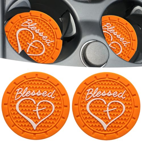 Portavasos para carro 2 piezas diámetro 2.75 in naranja miniatura 1
