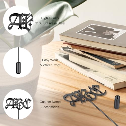 Image of Custom Lapel Pin for Women Men - Name Brooch Pin Personalized Stainless Steel for Wedding Business Party - Gold /Silver /Black Customized Jewelry Gifts