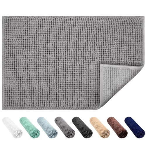 MARIBUR Badematte 40x60 Cm – Rutschfeste, Super Saugfähige Chenille-Matte Für Badezimmer, Maschinenwaschbar, Mit TPR-Rückseite