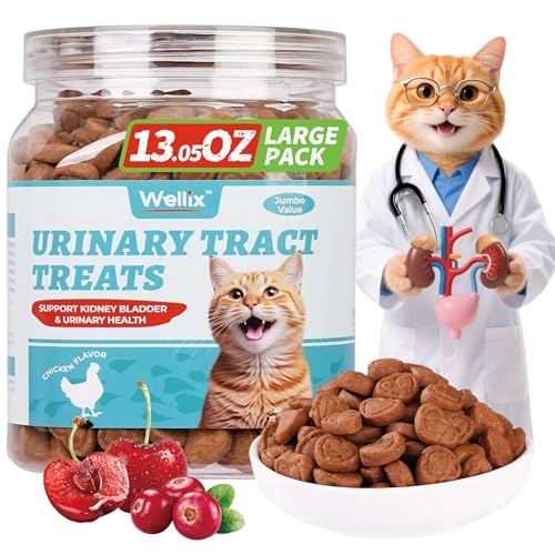Wellix 13.5oz Urinary Tract Health Supplement Cat Treats for Indoor Cats - Chicken Flavor Kitten Snacks for Support Kidney Bladder & Urinary Health Cat Training Biscuits - Add Dandelion & Cranberry