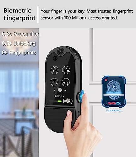 Lockly Vision Elite - WiFi Video Smart Lock with Night Vision Camera, Motion Sensor, Biometric Fingerprint, Voice Control, App Remote Control, Doorbell, Solar Panel, Digital Keypad, Matte Black thumbnail 4