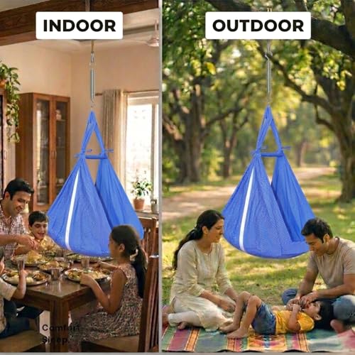 Image of Vparents Sleeping Essentials with Mosquito Net & Spring, Small Dot (Dark Blue)