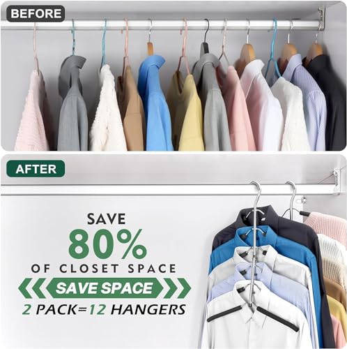 Coat Hangers, ZriEy 6 Tier Folding Non Slip Foam Padded Space Saving Clothes Hangers, Black Metal Coat Racks Adult, Sweater T Shirt Jacket Hanger for Men Women Clothing & Wardrobe Storage - Image 4