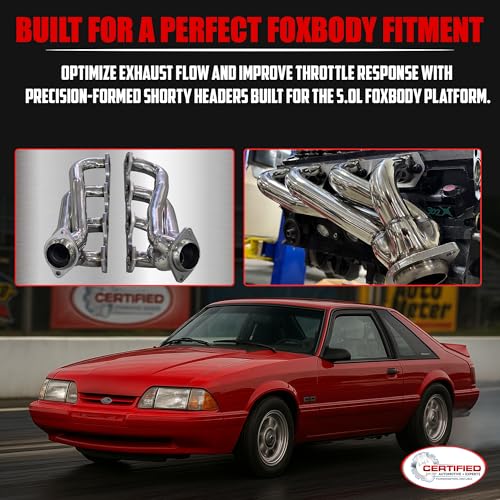 Image of Polished 304 Stainless Steel Shorty Headers For 1979-1993 Ford Mustang 5.0L