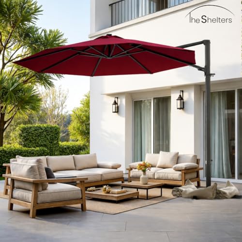 Image of THESHELTERS - Premium Garden Umbrella 360 Degree Rotating Stylish and Durable Outdoor Garden Umbrella with Heavy-duty Water Base (95Kgs)- Patio and Lawn Umbrella, 2.5x2.5m Big Size Outdoor Umbrella with Stand