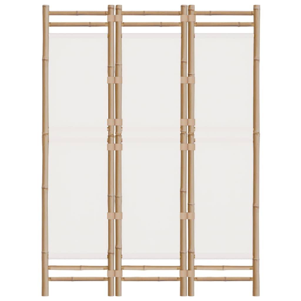 3-częściowy bambusowy parawan 120 cm z płótnem, składany, składany, wolnostojący, dekoracyjny, do salonu, sypialni, biura, ogrodu, łatwy montaż, trwałe drewno
