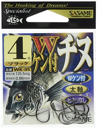 ささめ針 WK-05Wケン付チヌ(ブラック) 4号