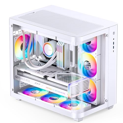 Image of JONSBO TK-3 White One-Piece Curved Glass ATX Mid Tower Pc Case, One-Piece Curved Glass, Support BTF MB /Dual 360 AIO /ATX PSU /40Series GPU, with 10 Fan Positions, 270 Degree Side View Display,White