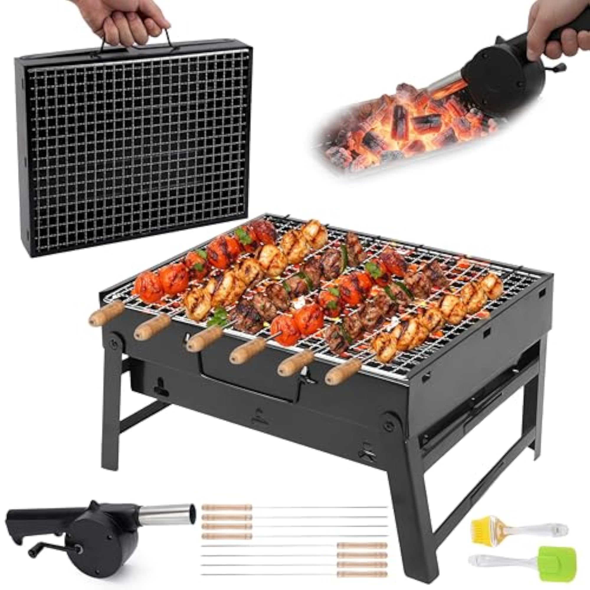 Portable Charcoal Barbeque Grill Set