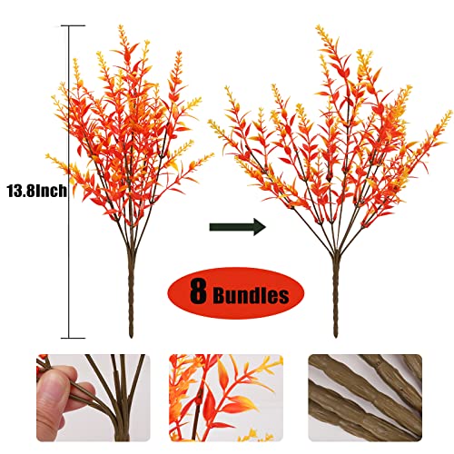 RECUTMS 8 Bundles Autumn Artificial Flowers Plastic Artificial Flowers Outdoor Faux Plants UV Resistant Decorative Artificial Plastic Flowers - Image 2