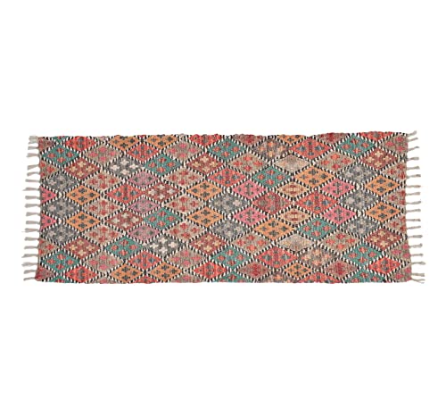 Image of HOMADORN Handmade Sustainable Printed Modern Dhurrie /Rugs /Carpet upcycled from Scrap Fabric for Living Room /Bedside Runner for Enhanced Decor (2x5 feet)