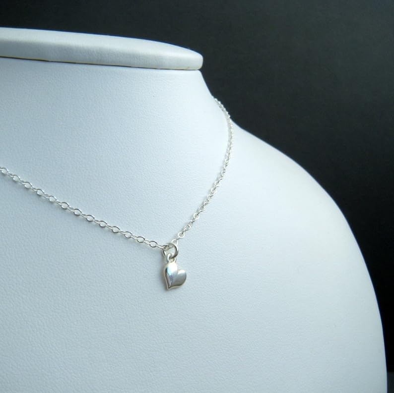 Cadeau simple et romantique : collier cœur en argent 925 avec chaîne 45 cm