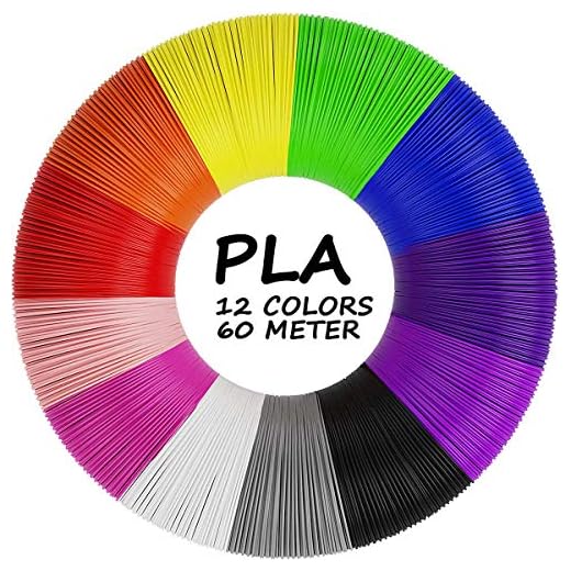 AGPTEK Filamento PLA para Pluma de 3D, 12 Colores 3D Pen Filamento 1.75MM (5 M por Color, Total 197 Pies/ 60M)