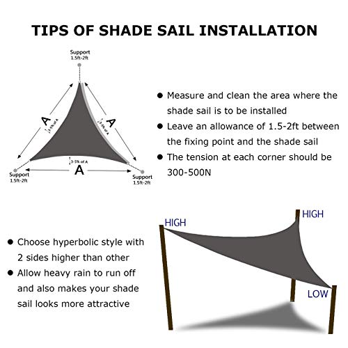 Voile d'ombrage triangulaire 3x3 polyester imperméable extérieur balcon