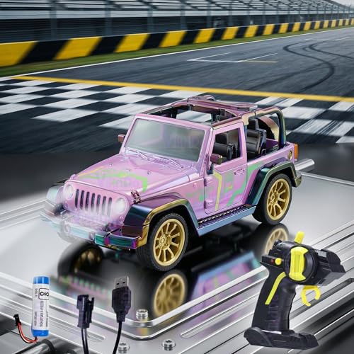 Image of VikriDA 1:16 Scale Remote Control Classic Jeep with Music & Lights, 2.4GHz Full Function Radio Control Vehicle, Adjustable Fine Tuning, Gift for Kids Ages 3+