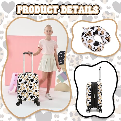 Image of Kid's Luggage Set 2 Piece Suitcase Set Hardside Luggage with Spinner Wheels Girls Carry on Toddler Travel Rolling Suitcase with Neck Pillow Airline Approved