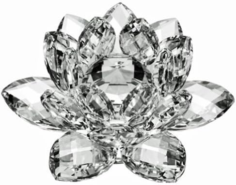 Amlong Crystal Flor de loto de cristal con caja de regalo, 5 pulgadas, transparente