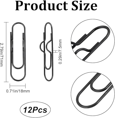 Miniatura 2 de CRASPIRE 27 clips de metal para bolígrafos, electroforesis, de acero inoxidable, color negro, clips de papel, soporte para bolígrafo, ovalado, para