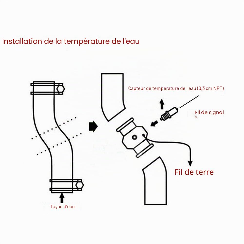 Qiilu jauge température d'eau, adaptateur universel de capteur de température d'eau de voiture en métal, 38mm, bleu