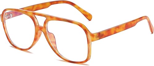 Gafas de aviador retro con luz azul para mujeres y hombres de los años 70, gafas de piloto con marco de gran tamaño, antifatiga ocular