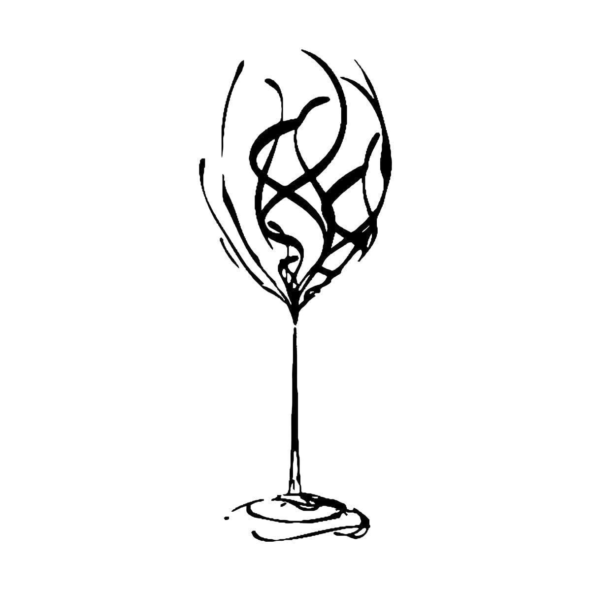 Lzhouting Wall Stickers 0300 Wine Glass Swirl Wall Decal - Bar Pub Huge Bowl Sticker For Kitchen Restaurant Decor - Vinyl Art Mural Large 42X106cm