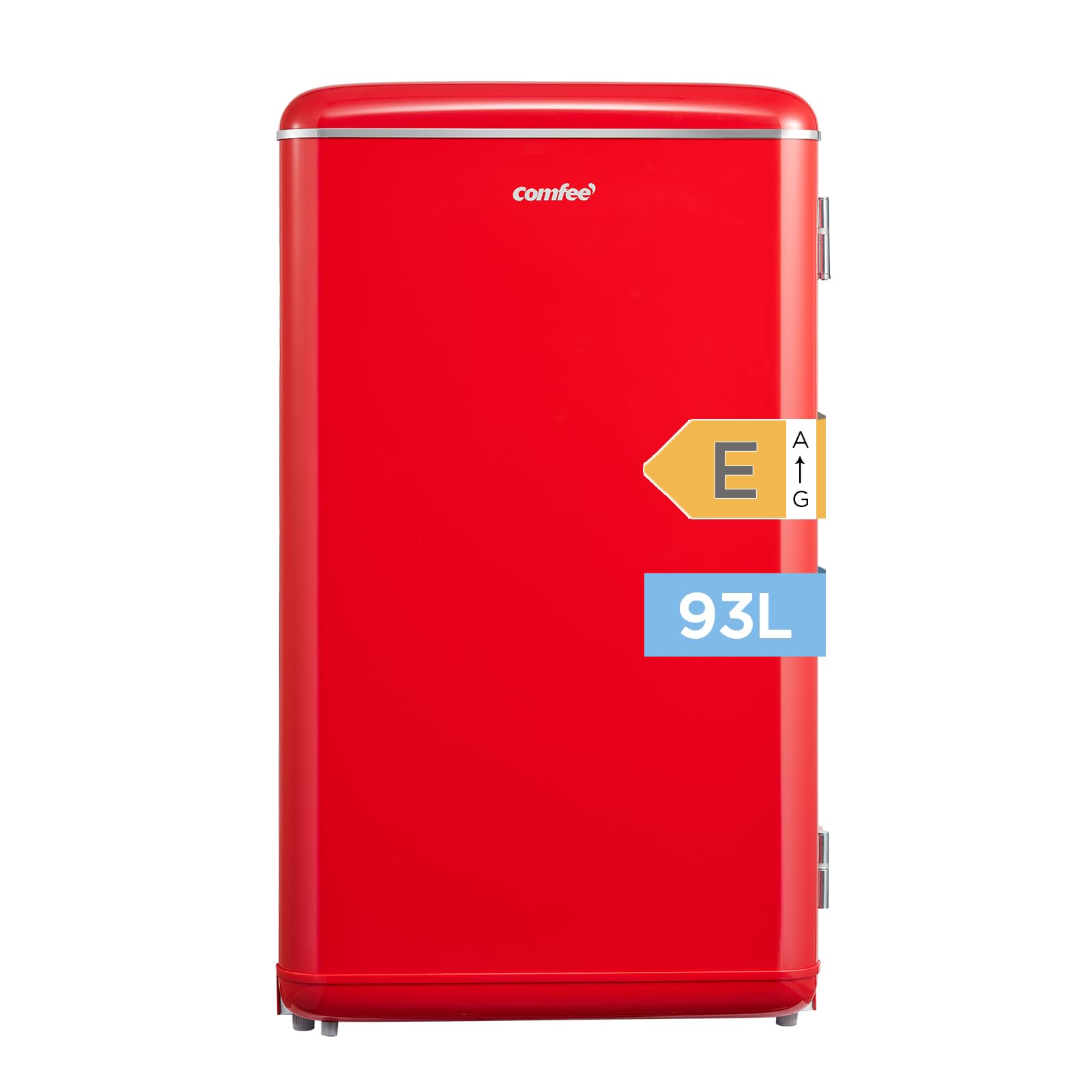 COMFEE' RCD93RE2EURT(E) Frigorifero Monoporta 93L, Design Retrò, Controllo Temperatura Regolabile, Adatto per Casa, Ufficio e Altre Applicazioni Domestiche, Colore Rosso