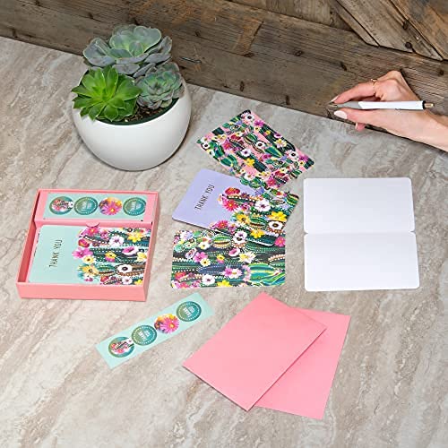 Image of Note Card & Sticker Set by Studio Oh! - Desert Blossoms Thank You - Set of 12-3.5 inch x 5.25 inch Blank Cards with Envelopes and Stickers - Includes 3 Cards Each of 4 Designs