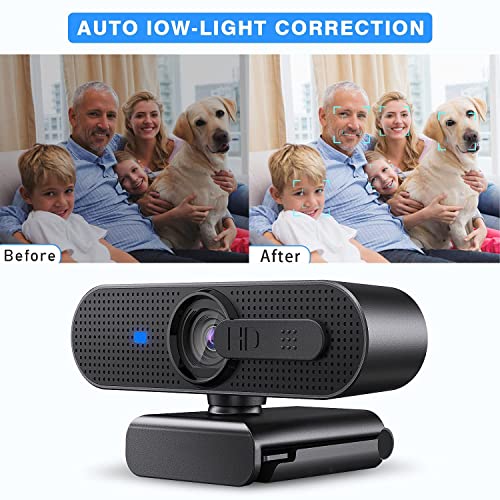 Doraby HD-Webcam mit Mikrofon 1920 x 1080p, Dual-Mikrofon-Webkamera mit Abdeckung, 80°-Weitwinkelobjektiv, Autofokus, Facecam für PC/Mac/Laptop/Skype/FaceTime/Zoom, Home Office/Online-Kurs – Bild 3
