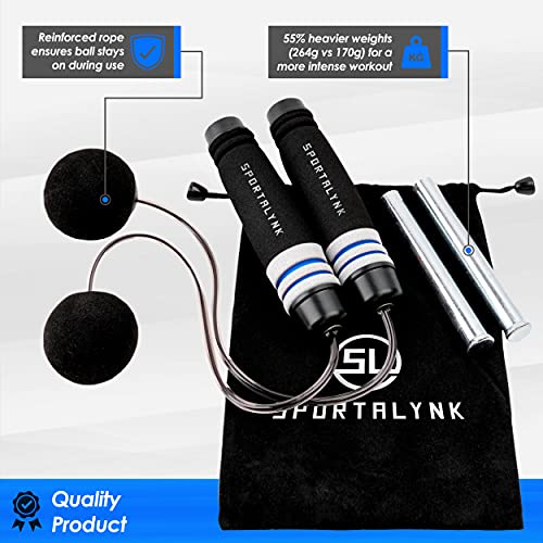 Sportalynk Cordless Jump Rope - Heavy Weighted Ropeless Jump Rope - Indoor Jumping Rope For Boxing, Mma Training - Air Skipping Rope With Padded Grip Handles - Fitness Speed Jumprope W/ Drawstring Bag #TOP1