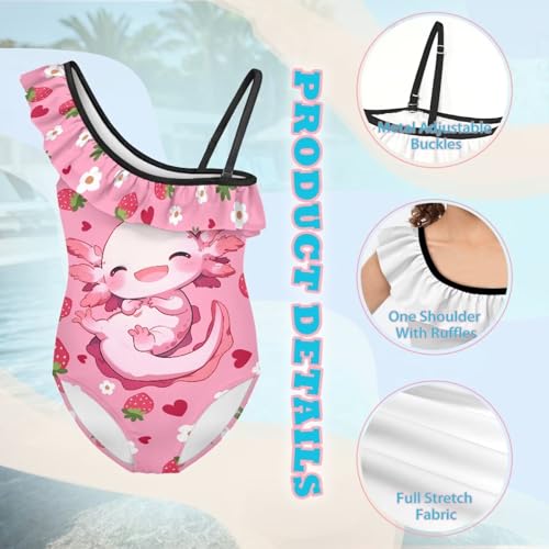 1-Shoulder Ruffle Swimsuit for for Kids Toddler Girls Youth Pretty Secure and Comfortable4