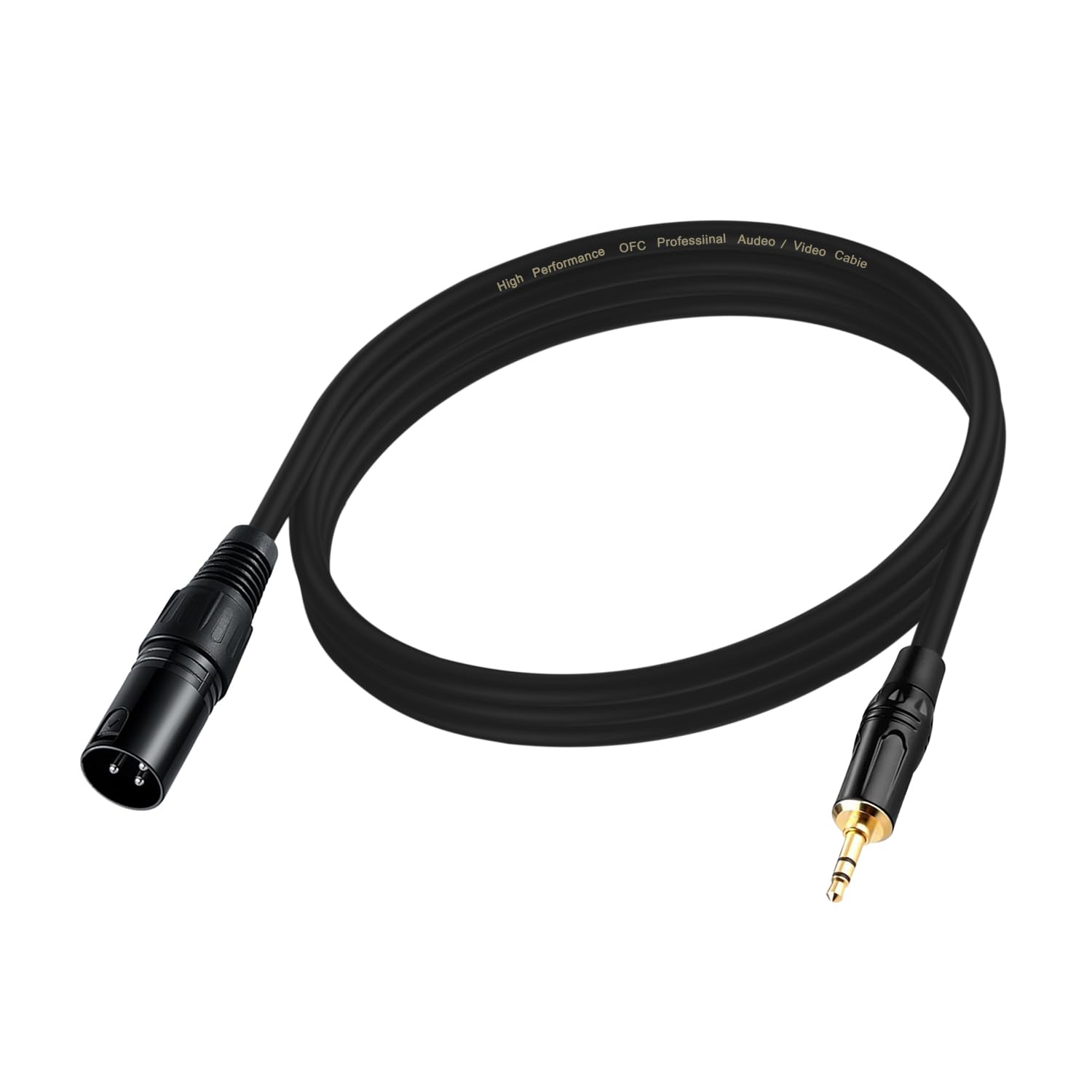 Menewstart 3.5mm to XLR Cable 6.6FT, Unbalanced 1/8 Mini Jack TRS Stereo Male to XLR Male Microphone Audio Cable, 24K-Gold-Plated Contacts for The