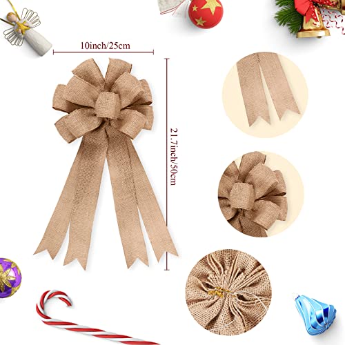 Civaner-Natural-Burlap-Christmas-Tree-Topper-Ribbon-Wreath-Bow-Christmas-Tree-Skirt-with-Ruffle-Edge-for-Farmhouse-Country-Christmas-Holiday-Decoration315-Inches-Ruffle-Edge Civaner Natural Burlap Christmas Tree Topper Ribbon Wreath Bow Christmas Tree Skirt with Ruffle Edge for Farmhouse Country Christmas Holiday Decoration315 Inches Ruffle Edge