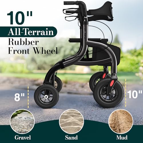 Image of Foldable Rollator Walkers for Seniors with Seat and Backrest