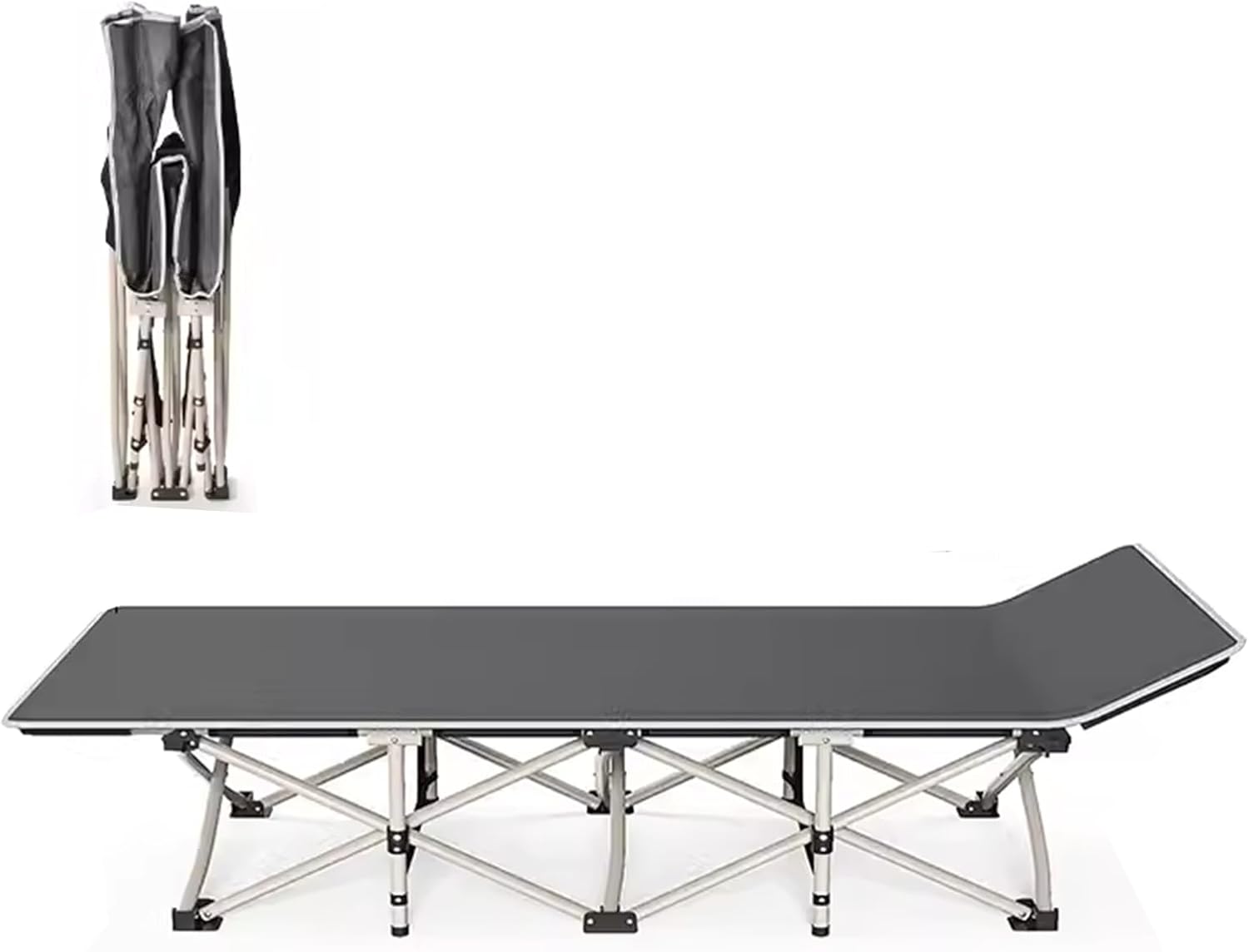 Portable Folding Bed for Camping & Office, No Assembly Required, Sturdy & Durable, Heavy Load Capacity, Gray Color, Perfect for Guests & Outdoor Use (68 x 178 x 37 cm)
