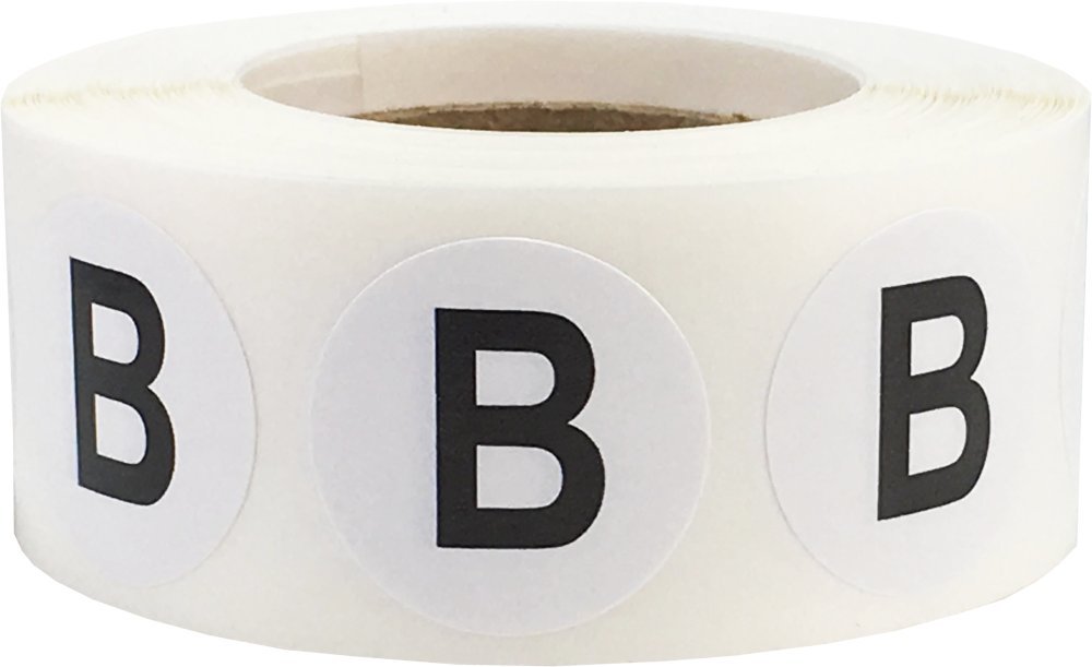 Letter B Inventory Labels .75 Inch Round Circle Dots 500 Adhesive Stickers