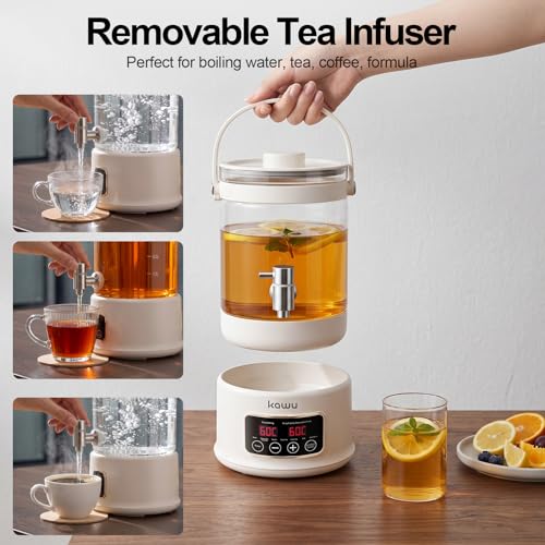 Image of Kawu Electric Kettle, 7-in-1 Hot Water Dispenser Health Pot for Tea Coffee | 2.5L Glass Tea Kettle with Temperature Control, 24H Keep Warm, BPA Free, Water Warmer for Home Office Kitchen