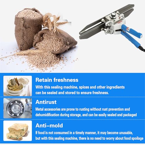 Sellador térmico de mano de calentamiento rápido, ancho de sellado de 10 mm, temperatura ajustable de 0 a 300 °C, 20 bolsas/min, sellador de impulso de acero inoxidable para alimentos y envases, sella