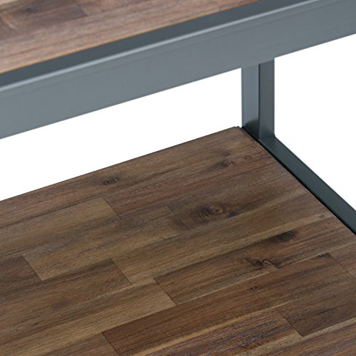 Simpli Home Erina Solid Acacia Wood and Metal 24 inch Wide Rectangle Modern Industrial End Side Table in Rustic Natural Aged Brown - Thumbnail 5