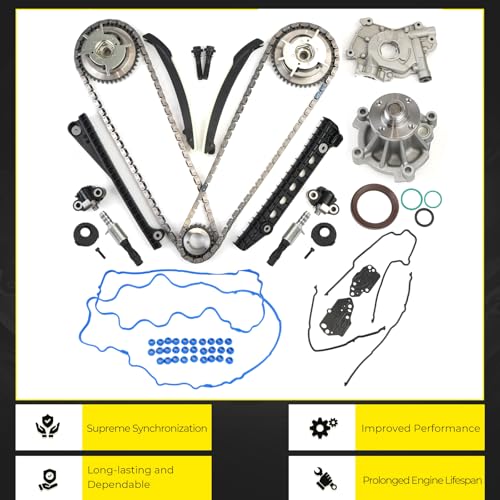 5.4L Timing Chain Kit with Water Pump Oil Pump Cam Phaser Tensioner Compatible with Ford F-150 2004-2009 & Lincoln Navigator 3V Triton 2005-2010 Replace# 5L3Z-6268-A 3R2Z-6A257-DA by Htostar Racing - Image 6